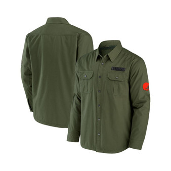 Men's NFL x Darius Rucker Collection by Olive Cleveland Browns Long Sleeve Button-Up Shirt Jacket