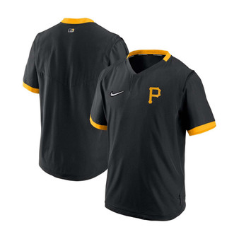 Men's Black, Gold Pittsburgh Pirates Authentic Collection Short Sleeve Hot Pullover Jacket