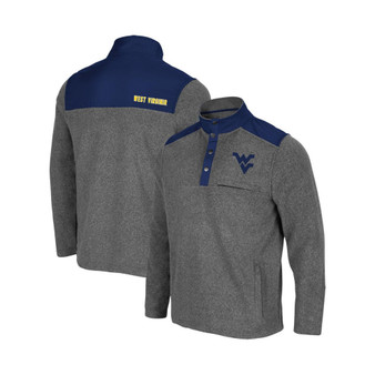 Men's Heathered Charcoal and Navy West Virginia Mountaineers Huff Snap Pullover