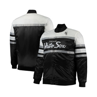 Men's Black, White Chicago White Sox Big and Tall Coaches Satin Full-Snap Jacket