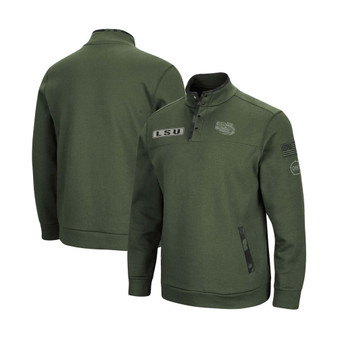 Men's Olive LSU Tigers OHT Military-Inspired Appreciation Digit Quarter-Snap Jacket