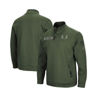 Men's Olive Miami Hurricanes OHT Military-Inspired Appreciation Digit Quarter-Snap Jacket