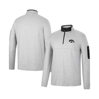 Men's Heathered Gray, Black Iowa Hawkeyes Country Club Windshirt Quarter-Zip Jacket