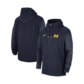 Men's Navy Michigan Wolverines 2023 Coach Half-Zip Hooded Jacket