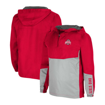 Men's Scarlet Ohio State Buckeyes Freeway Theory Quarter-Zip Anorak Hoodie