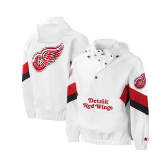 Men's White Detroit Red Wings Enforcer Half-Zip Windbreaker Hoodie