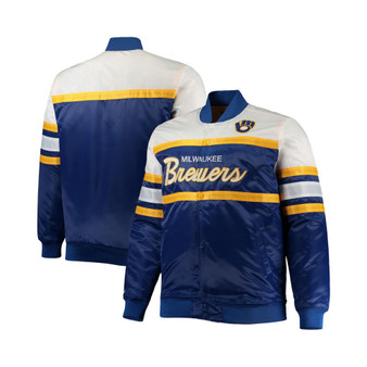 Men's Royal, Gold Milwaukee Brewers Big and Tall Coaches Satin Full-Snap Jacket