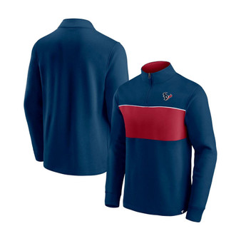 Men's Navy and Red Houston Texans Block Party Quarter-Zip Jacket