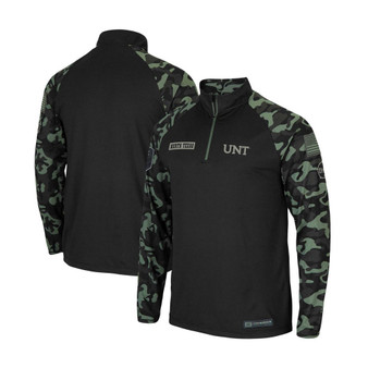 Men's Black North Texas Mean Green OHT Military-Inspired Appreciation Take Flight Raglan Quarter-Zip Jacket