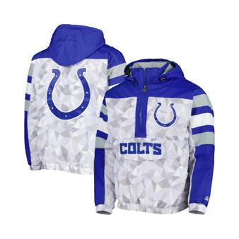 Men's White, Royal Indianapolis Colts Thursday Night Gridiron Raglan Half-Zip Hooded Jacket