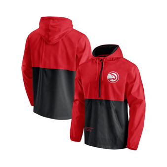 Men's Red, Black Atlanta Hawks Anorak Windbreaker Half-Zip Hoodie Jacket