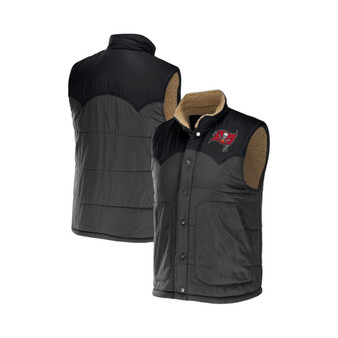 Men's NFL x Darius Rucker Collection by Charcoal Tampa Bay Buccaneers Two-Tone Sherpa Button-Up Vest