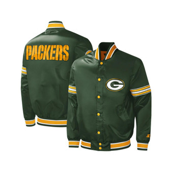 Men's Green Green Bay Packers Midfield Satin Full-Snap Varsity Jacket