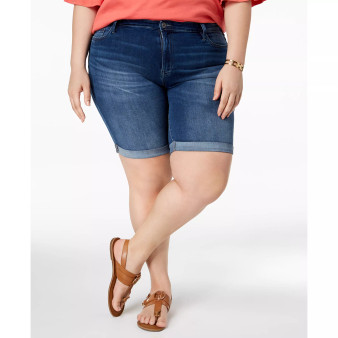 TH Flex Plus Size Cuffed Denim Shorts, Created for Macy's
