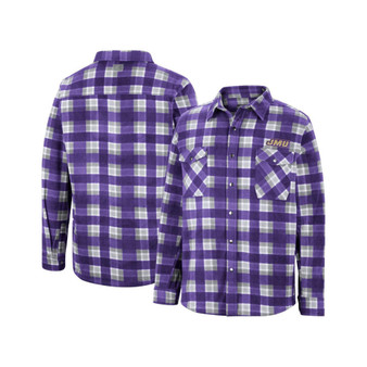 Men's Purple, White James Madison Dukes Ellis Plaid Full-Snap Shirt Jacket