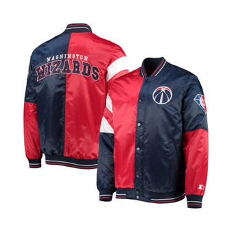 Men's Red, Navy Washington Wizards 75th Anniversary Leader Color Block Satin Full-Snap Jacket