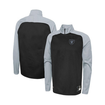 Men's Black Las Vegas Raiders Combine Authentic O-Line Raglan Half-Zip Jacket