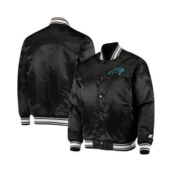 Men's Black Carolina Panthers Locker Room Satin Varsity Full-Snap Jacket
