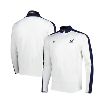 Men's White Navy Midshipmen Lightweight Mock Neck Performance Quarter-Zip Jacket