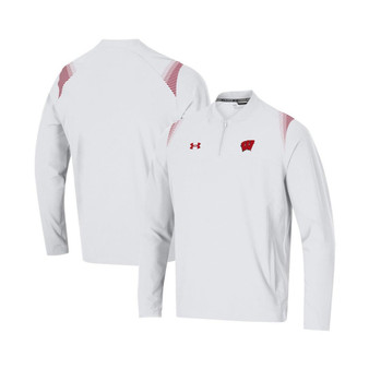 Men's White Wisconsin Badgers 2021 Sideline Motivate Quarter-Zip Jacket