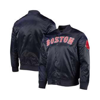 Men's Navy Boston Red Sox Wordmark Satin Full-Snap Jacket