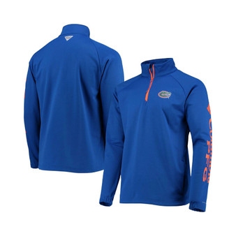 Men's Royal Florida Gators Terminal Tackle Fleece Raglan Omni-Shade Quarter-Zip Jacket