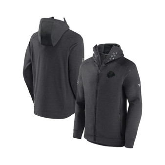 Men's Branded Heather Charcoal Chicago Blackhawks Authentic Pro Road Tech Full-Zip Hoodie Jacket