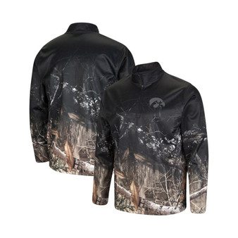 Men's Black, Realtree Camo Iowa Hawkeyes Big and Tall Creek Quarter-Zip Jacket