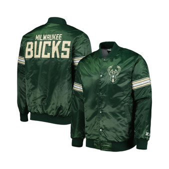Men's Hunter Green Milwaukee Bucks Pick and Roll Satin Full-Snap Varsity Jacket