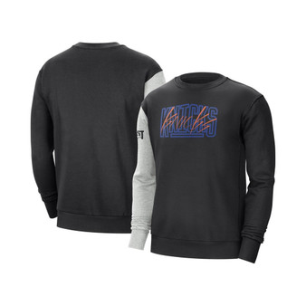 Men's Black, Heather Gray New York Knicks Courtside Versus Force & Flight Pullover Sweatshirt