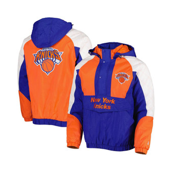 Men's Royal New York Knicks Body Check Raglan Hoodie Half-Zip Jacket