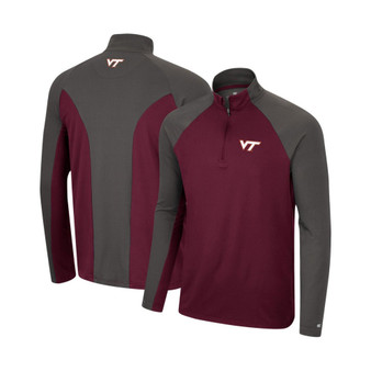 Men's Maroon, Charcoal Virginia Tech Hokies Two Yutes Raglan Quarter-Zip Windshirt