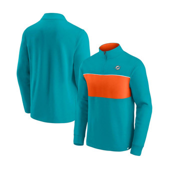 Men's Aqua and Orange Miami Dolphins Block Party Quarter-Zip Jacket