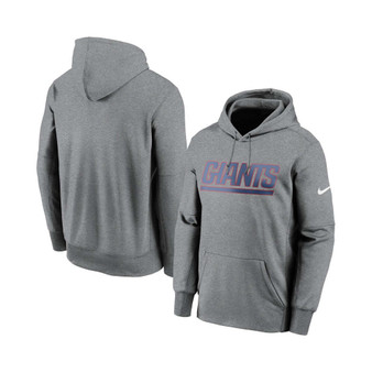 Men's Heathered Charcoal New York Giants Wordmark Therma Performance Pullover Hoodie