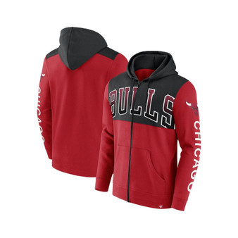 Men's Branded Red, Black Chicago Bulls Skyhook Colorblock Full-Zip Hoodie