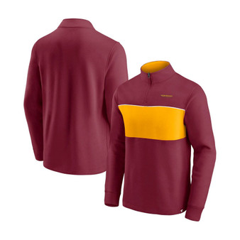 Men's Burgundy and Gold-Tone Washington Football Team Block Party Quarter-Zip Jacket