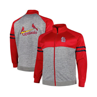 Men's Red, Heather Gray St. Louis Cardinals Big and Tall Raglan Full-Zip Track Jacket