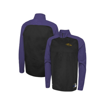 Men's Black Baltimore Ravens Combine Authentic O-Line Raglan Half-Zip Jacket