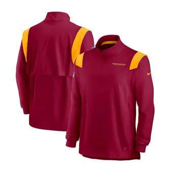 Men's Burgundy Washington Football Team 2021 Sideline Coaches Repel Quarter-Zip Jacket