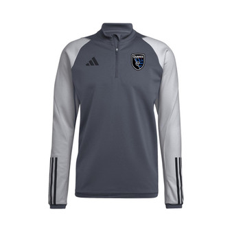 Men's Gray San Jose Earthquakes 2023 On-Field AEROREADY Quarter-Zip Training Top
