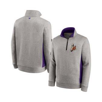Men's Branded Heather Gray, Purple Arizona Coyotes Special Edition Archival Throwback Fleece Quarter-Zip Pullover Jacket