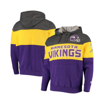 Men's Heathered Gray, Gold Minnesota Vikings Extreme Fireballer Pullover Hoodie