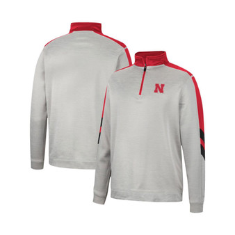 Men's Gray and Scarlet Nebraska Huskers Bushwood Fleece Quarter-Zip Jacket