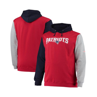 Men's Navy, Red New England Patriots Big and Tall Pullover Hoodie