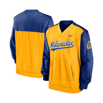 Men's Royal, Gold Milwaukee Brewers Cooperstown Collection V-Neck Pullover