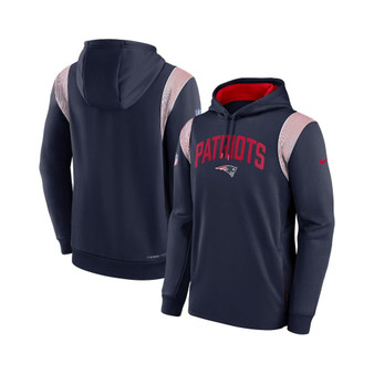 Men's Navy New England Patriots Sideline Athletic Stack Performance Pullover Hoodie
