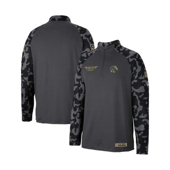 Men's Charcoal Boise State Broncos OHT Military-Inspired Appreciation Long Range Raglan Quarter-Zip Jacket