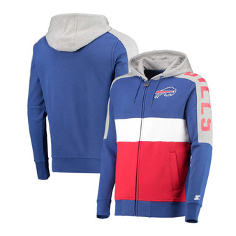 Men's Royal, Red Buffalo Bills Playoffs Color Block Full-Zip Hoodie