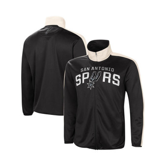 Men's Black, White San Antonio Spurs Zone Blitz Tricot Full-Zip Track Jacket