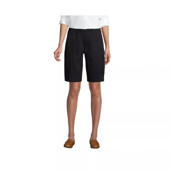 Women's Petite Mid Rise Elastic Waist Pull On 12" Knockabout Chino Bermuda Shorts